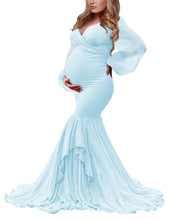 Load image into Gallery viewer, Saslax Maternity Dress Chiffon Mermaid Pregnancy Gown