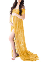 Load image into Gallery viewer, Saslax Maternity Gown Lace off shoulders Dress for Photoshoot