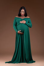Load image into Gallery viewer, Saslax Maternity Gown Long Sleeve Off shoulder Photo Shoot Dress