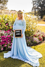 Load image into Gallery viewer, Saslax Maternity Gown Long Sleeve Off shoulder Photo Shoot Dress