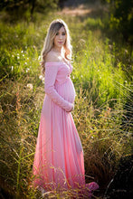 Load image into Gallery viewer, Saslax Maternity Gown Long Sleeve Off shoulder Photo Shoot Dress
