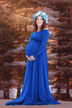 Load image into Gallery viewer, Saslax Maternity Gown Long Sleeve Off shoulder Photo Shoot Dress