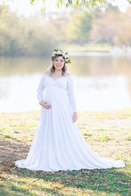 Load image into Gallery viewer, Saslax Maternity Gown Long Sleeve Off shoulder Photo Shoot Dress