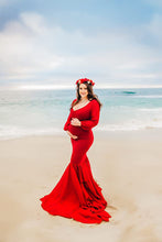 Load image into Gallery viewer, Saslax Chiffon Mermaid Maternity Dress for Photoshoot Baby Shower