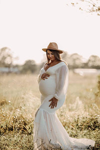Allure Chiffon Long Sleeve Maternity Gown