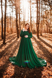 Saslax Maternity Dress Long Sleeve Maternity Gown for Photography