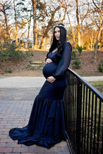 Load image into Gallery viewer, Saslax Maternity Gown Chiffon Long Sleeve Tired Mermaid Dress