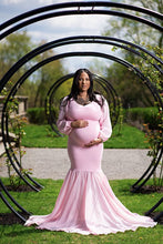 Load image into Gallery viewer, Saslax Maternity Gown Chiffon Long Sleeve Tired Mermaid Dress