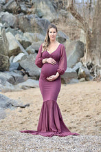 Load image into Gallery viewer, Saslax Maternity Gown Chiffon Long Sleeve Tired Mermaid Dress