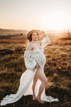 Load image into Gallery viewer, Saslax Lace Gown Maxi Maternity Dress for Baby Shower