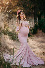 Load image into Gallery viewer, Saslax Off Shoulder Ruffle Sleeves Elegant Maternity Dress