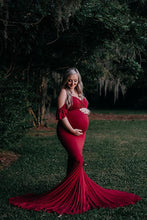 Load image into Gallery viewer, Saslax Off Shoulder Ruffle Sleeves Elegant Maternity Dress