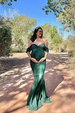 Load image into Gallery viewer, Saslax Off Shoulder Ruffle Sleeves Elegant Maternity Dress