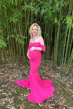 Load image into Gallery viewer, Saslax Off Shoulder Ruffle Sleeves Elegant Maternity Dress