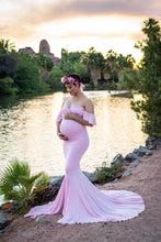 Load image into Gallery viewer, Saslax Off Shoulder Ruffle Sleeves Elegant Maternity Dress