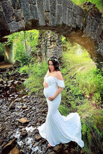 Load image into Gallery viewer, Saslax Off Shoulder Ruffle Sleeves Elegant Maternity Dress
