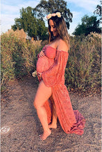 Load image into Gallery viewer, Saslax Maternity Gown Lace off shoulders Long Sleeve Dress