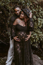 Load image into Gallery viewer, Saslax Maternity Gown Lace off shoulders Long Sleeve Dress