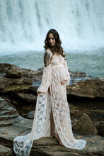 Load image into Gallery viewer, Saslax Maternity Gown Lace off shoulders Long Sleeve Dress