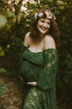 Load image into Gallery viewer, Saslax Maternity Gown Lace off shoulders Long Sleeve Dress