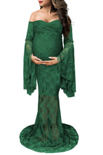 Load image into Gallery viewer, Saslax Lace Off Shoulders Dress Pregnancy Gown for Photoshoot