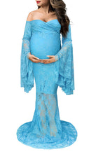 Load image into Gallery viewer, Saslax Lace Off Shoulders Dress Pregnancy Gown for Photoshoot