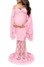 Load image into Gallery viewer, Saslax Lace Off Shoulders Dress Pregnancy Gown for Photoshoot