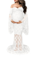 Load image into Gallery viewer, Saslax Lace Off Shoulders Dress Pregnancy Gown for Photoshoot