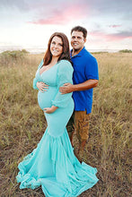 Load image into Gallery viewer, Saslax Maternity Gown Chiffon Long Sleeve Tired Mermaid Dress