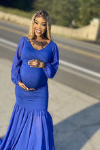 Load image into Gallery viewer, Saslax Maternity Gown Chiffon Long Sleeve Tired Mermaid Dress