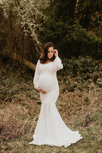 Load image into Gallery viewer, Saslax Maternity Gown Chiffon Long Sleeve Tired Mermaid Dress