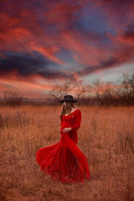 Load image into Gallery viewer, Saslax Long Chiffon Sleeve Tired Mermaid Maternity Gown Dress