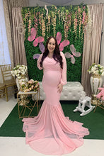Load image into Gallery viewer, Saslax Long Chiffon Sleeve Tired Mermaid Maternity Gown Dress