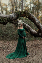 Load image into Gallery viewer, Saslax Maternity Gown Off Shoulder Plus Size Maternity Dress