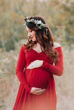 Load image into Gallery viewer, Saslax Maternity Gown Off Shoulder Plus Size Maternity Dress