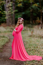 Load image into Gallery viewer, Saslax Maternity Gown Off Shoulder Plus Size Maternity Dress