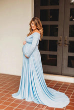 Load image into Gallery viewer, Saslax Maternity Gown Off Shoulder Maxi Maternity Dress