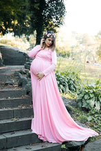 Load image into Gallery viewer, Saslax Maternity Gown Off Shoulder Maxi Maternity Dress