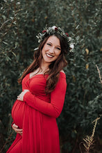 Load image into Gallery viewer, Saslax Maternity Gown Off Shoulder Maxi Maternity Dress