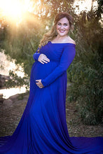 Load image into Gallery viewer, Saslax Maternity Gown Off Shoulder Maxi Maternity Dress