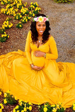 Load image into Gallery viewer, Saslax Maternity Gown Off Shoulder Maxi Maternity Dress