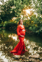Load image into Gallery viewer, Saslax Chiffon Mermaid Maternity Dress for Photoshoot Baby Shower