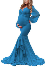 Load image into Gallery viewer, Saslax Chiffon Mermaid Maternity Dress for Photoshoot Baby Shower
