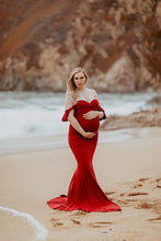 Load image into Gallery viewer, Saslax Short Sleeve Fitted Mermaid Maternity Dress for Baby Shower