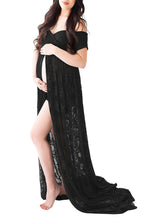Load image into Gallery viewer, Saslax Maternity Gown Lace off shoulders Dress for Photoshoot