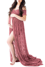 Load image into Gallery viewer, Saslax Maternity Gown Lace off shoulders Dress for Photoshoot