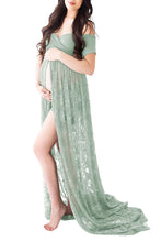 Load image into Gallery viewer, Saslax Maternity Gown Lace off shoulders Dress for Photoshoot