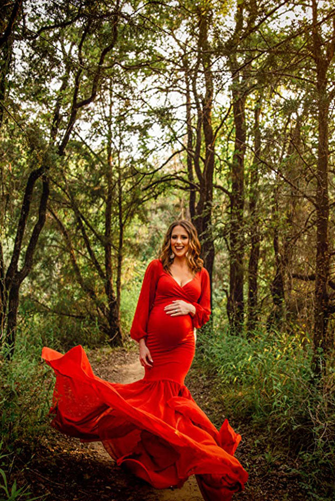 Orange pregnancy hot sale dress