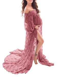 Antique Rose Lace Off Shoulders Maternity Gown Dresses
