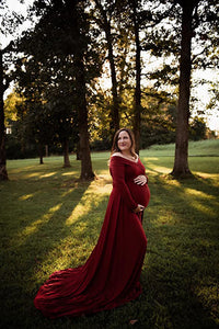 Saslax Maternity Gown Long Sleeve Off shoulder Photo Shoot Dress